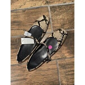 Banana Republic neutral Snake Ballet Flats Mary Jane Size 8.5 NWT Vegan Leather